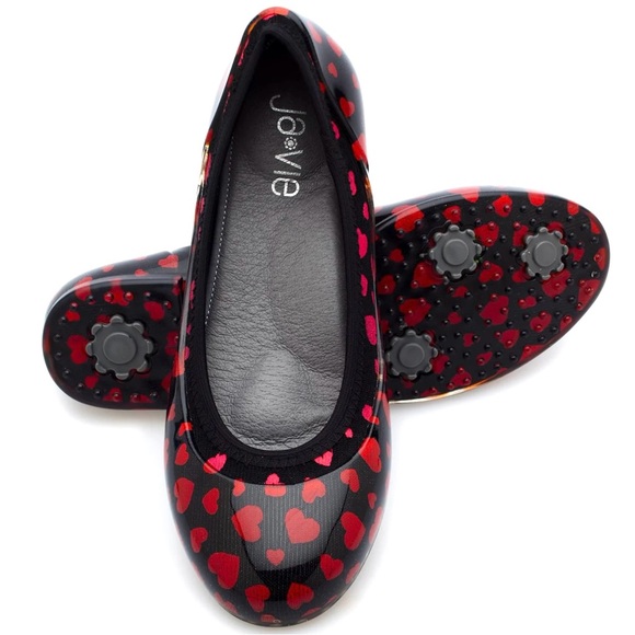 ja-vie hearts jelly flats shoes flexible casual black & red 9.5. NWOT - Picture 3 of 12